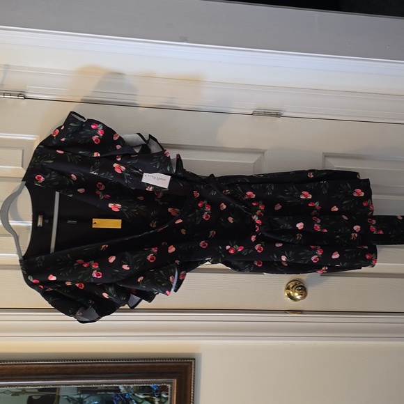 ALEXIA ADMOR BRAND WOMEN'S PLUS SIZE BLACK FLORAL WRAP DRESS SIZE 3X - Picture 2 of 16